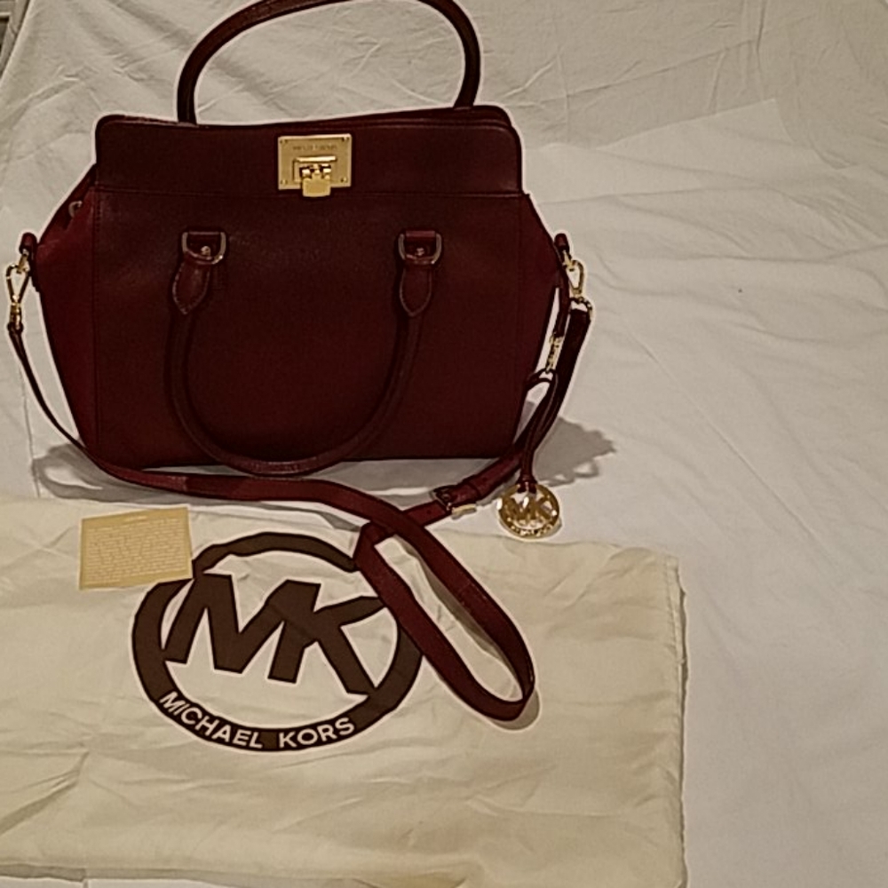 New Michael Kors satchel tote handbag red leather